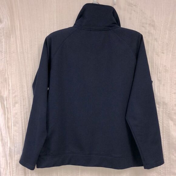 IActive PL Navy White Tripe Detail Snap Closure Mock Neck Athletic Jacket - Picture 4 of 14